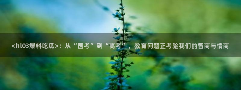 吃瓜群众中的瓜指的是:<hl03爆料吃瓜>:从“国考”到“高考”,教育问题正考验我们的智商与情商